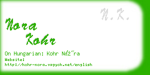 nora kohr business card